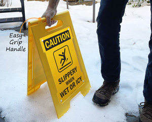 Slippery when wet or icy sign