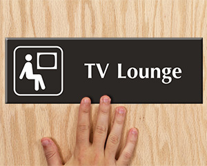 Tv Lounge Dark Door Sign