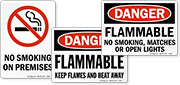 Flammable Material No Smoking Signs