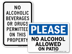 No Alcoholic Beverages Allowed Signs