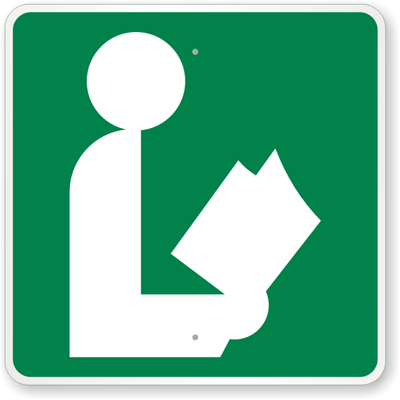 Library Symbol Sign, Green, SKU: K-8170