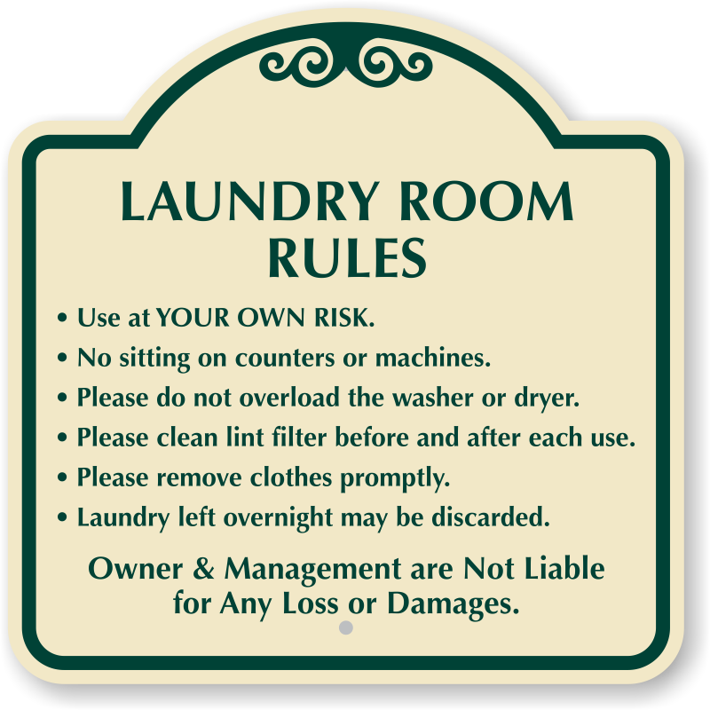 Laundry Room Rules For Apartments