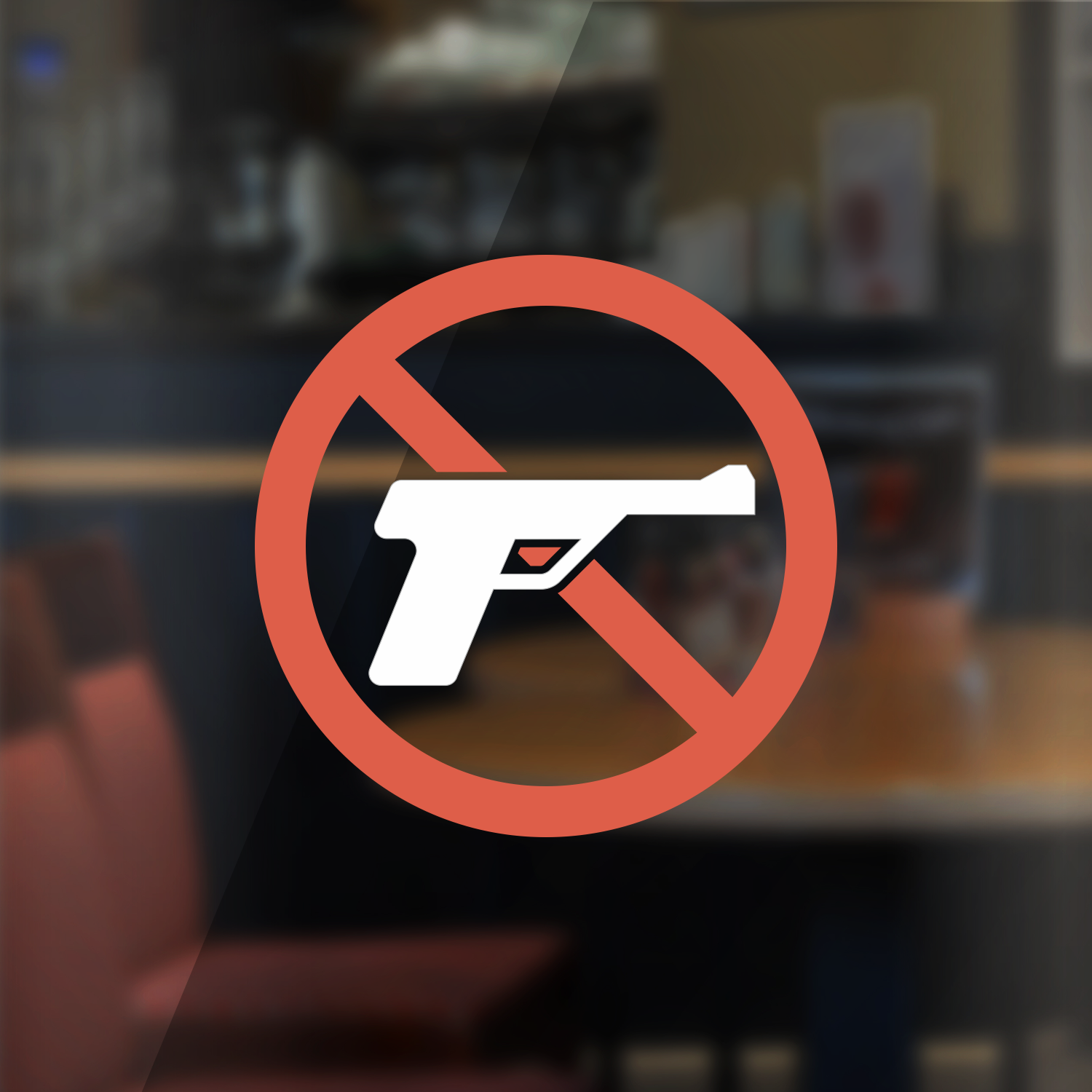 No Guns Weapons Warning Sign – Two Color Vinyl Decal Sticker – Circle Shape