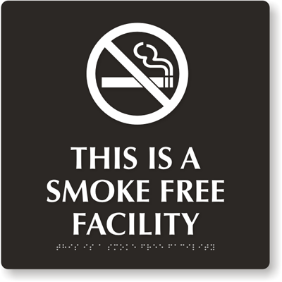 Smoke Free Facility Tactile Touch Braille Sign, SKU: SE-5314