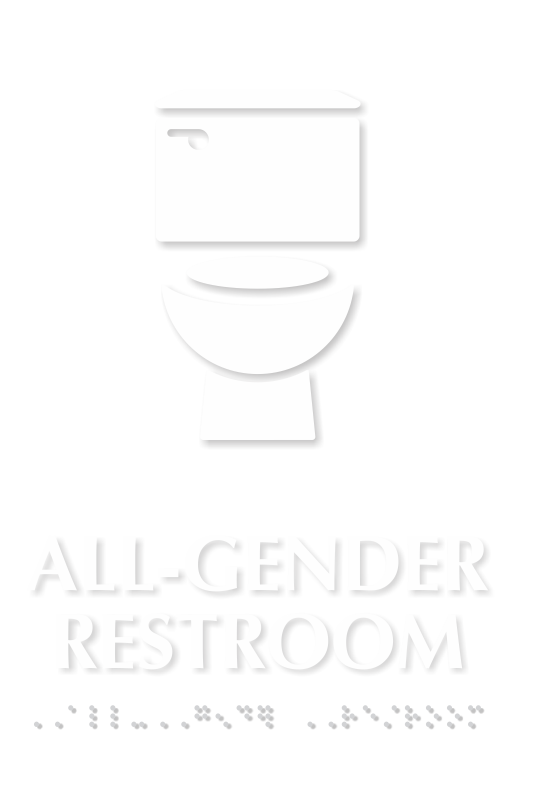 All-Gender Restroom Braille Sign, Toilet Bowl Symbol