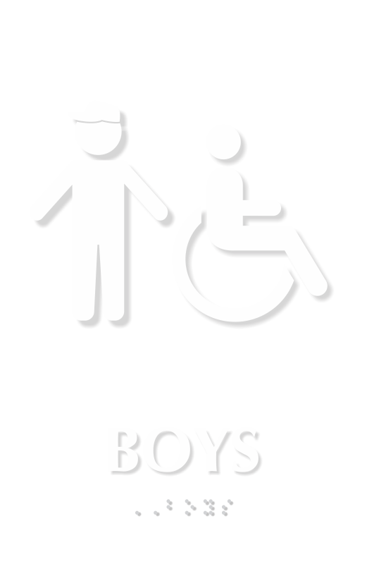 Boys And ISA Symbol Restroom Braille Sign