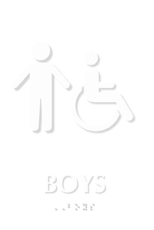 Boys And ISA Symbol Restroom Braille Sign