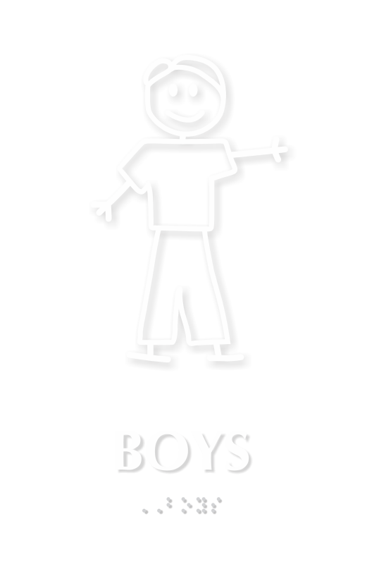 Boys Stick Figure TactileTouch Braille Restroom Sign