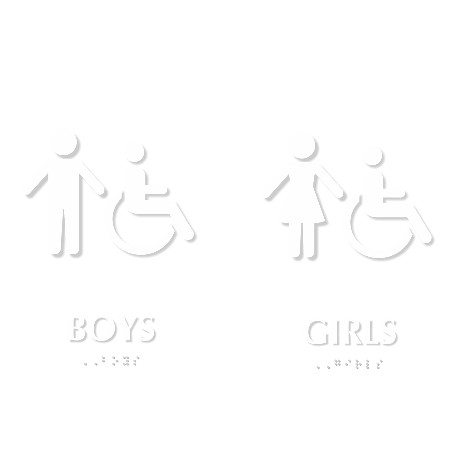 Boys and Girls Restroom Sign With Braille And Accessible Pictograms