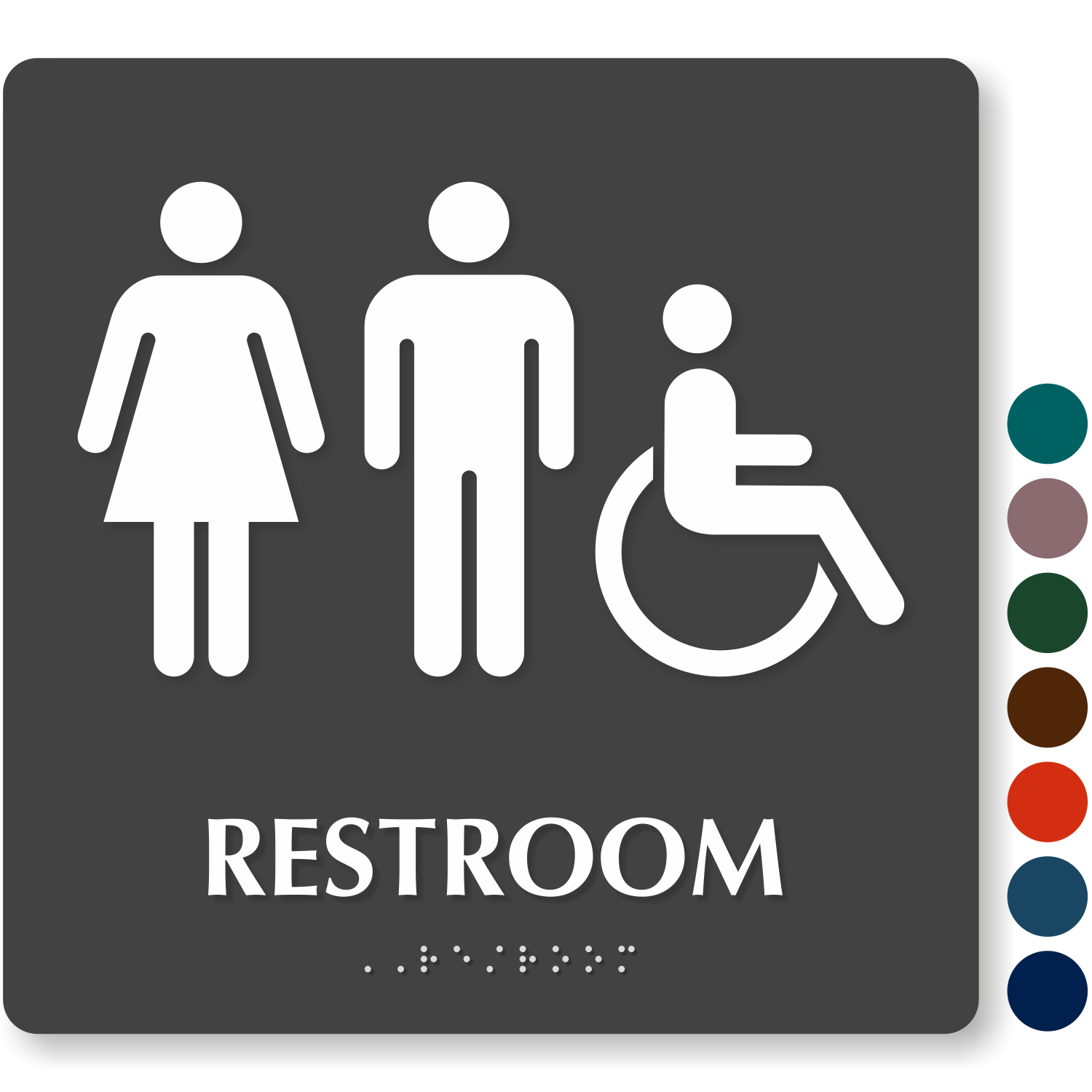 Braille ADA Unisex Bathroom Signs - Most Popular.