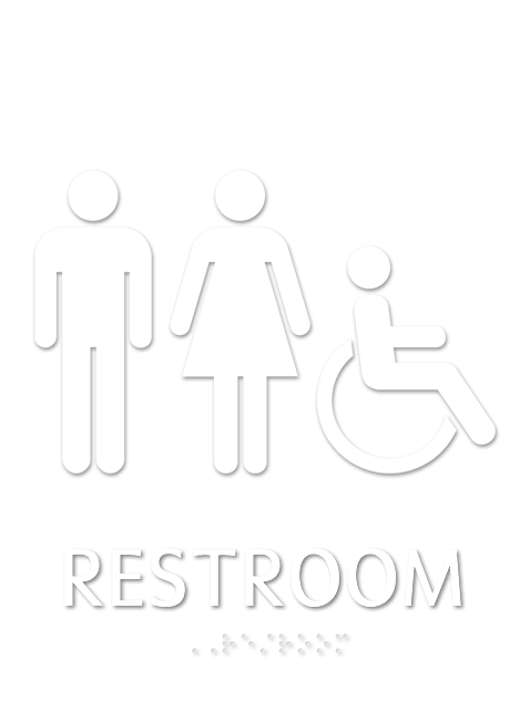 Restroom, Male/Female/ISA Handicapped Graphic and Braille Sign