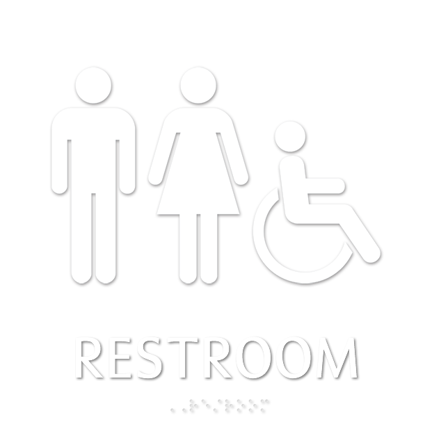 Restroom, with Male/Female/ISA Handicapped Graphic Braille Sign