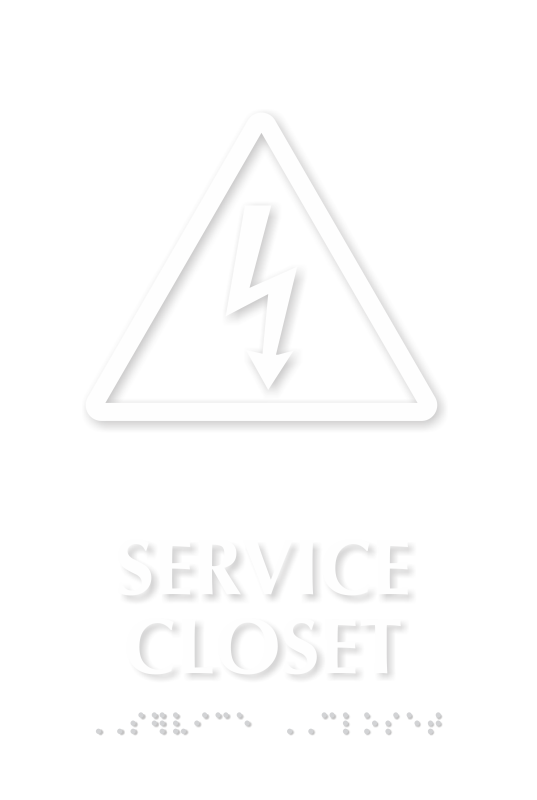 Service Closet High Voltage Symbol Sign with Braille