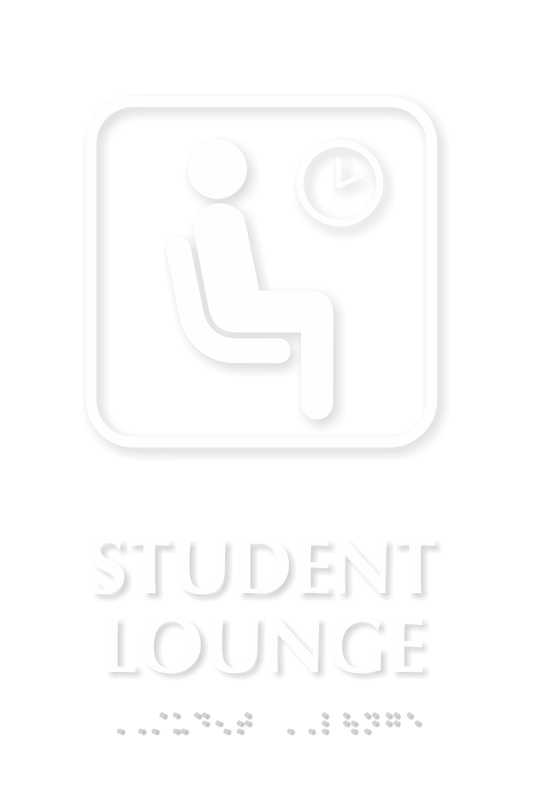 Student Lounge Symbol TactileTouch™ Sign with Braille