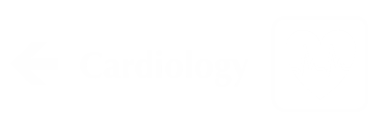 Cardiology Engraved Sign with Left Arrow Symbol