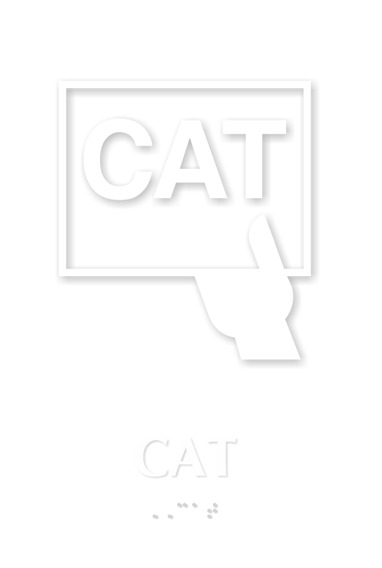 CAT Braille Sign with Computed Axial Tomography Symbol