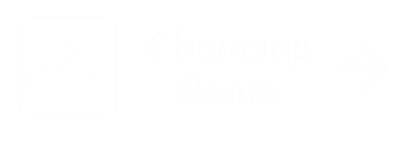 Changing Room Engraved Sign, Hanger, Right Arrow Symbol