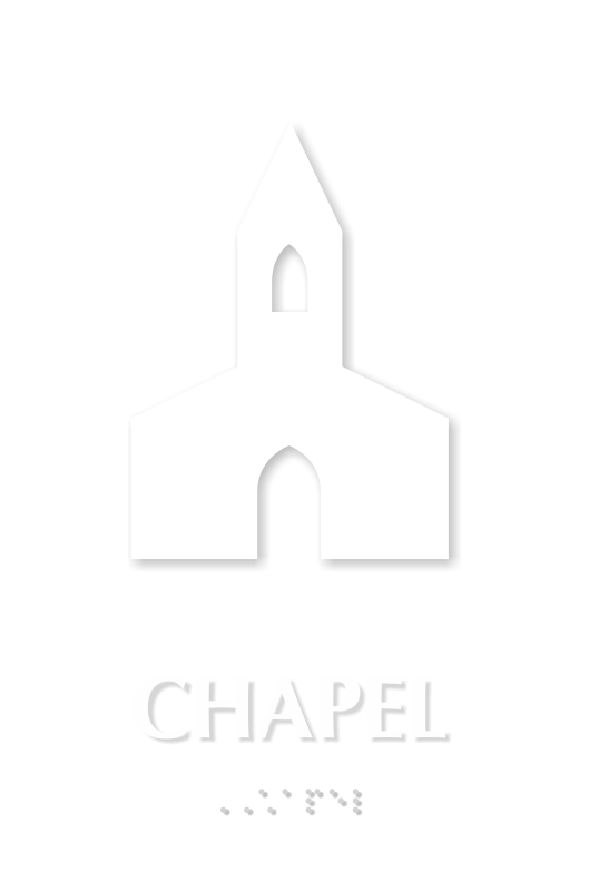 Chapel TactileTouch Braille Sign with Church Symbol