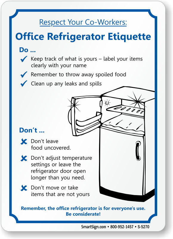 Office Refrigerator Etiquette Sign Sku S 5270