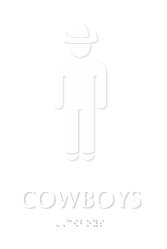 Cowboys TactileTouch Braille Restroom Sign with Graphic