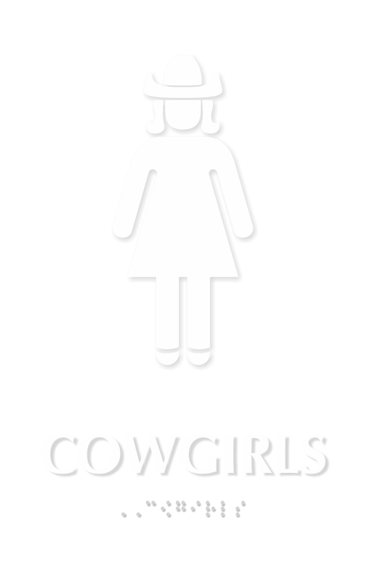 Cowgirls TactileTouch Braille Restroom Sign with Graphic