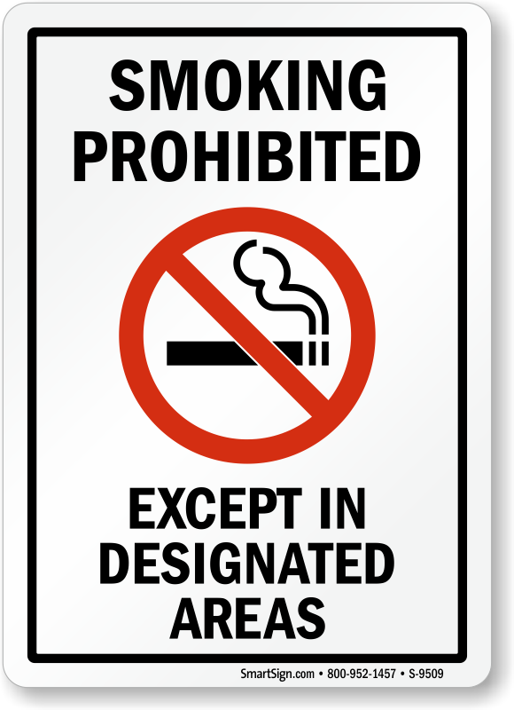 Designated areas. Smoking is prohibited. Is prohibited. Smoking area.