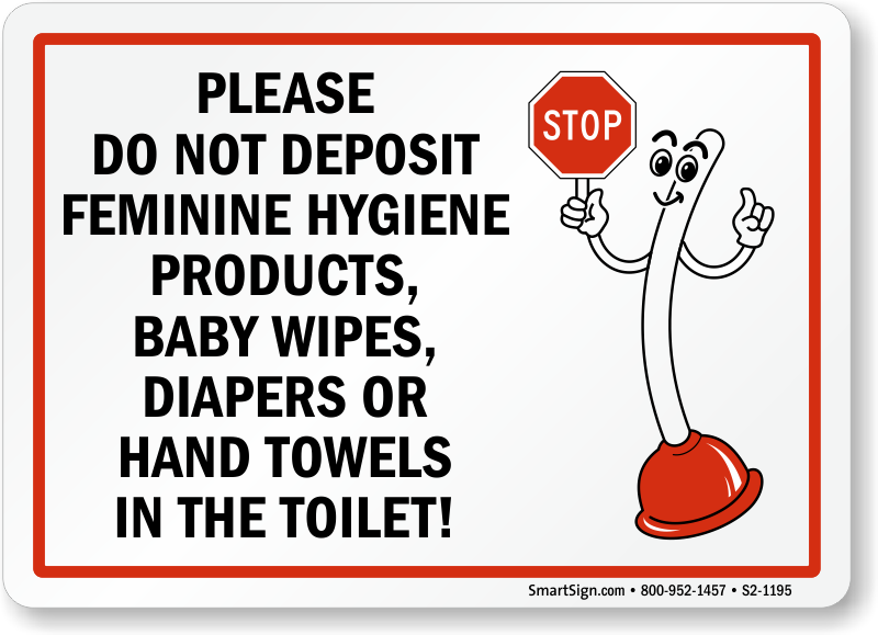 Do Not Flush Signs - Plunger.