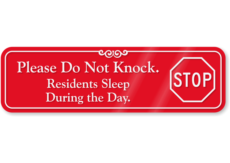 DO NOT KNOCK SIGN VARIOUS SIZES SIGN & STICKER OPTIONS NO DOOR KNOCKING SIGN 