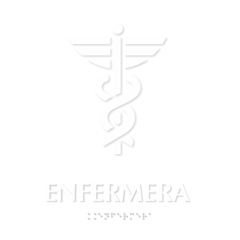 Spanish Enfermera Braille Sign with Caduceus Medical Symbol