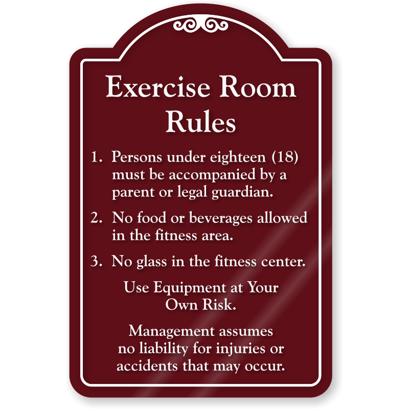 Exercise Room Rules Showcase Sign Sku Se 7055 Exercise Room Rules Showcase Sign