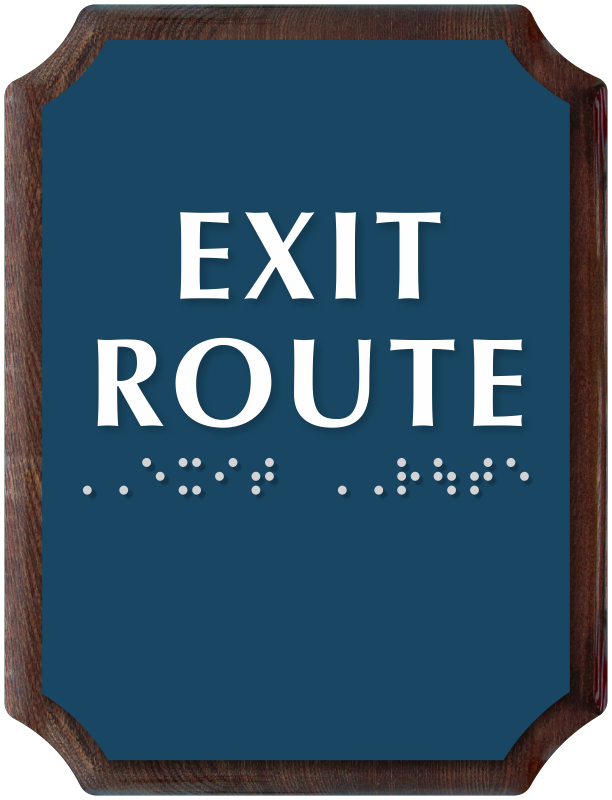 Exit Route Braille Plaque - Wooden Plaques And Signs, SKU: SE-5378