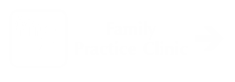 Family Practice Clinic Engraved Sign, Right Arrow Symbol