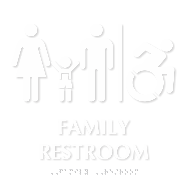 Family Restroom TactileTouch Braille Sign, New ISA Symbol