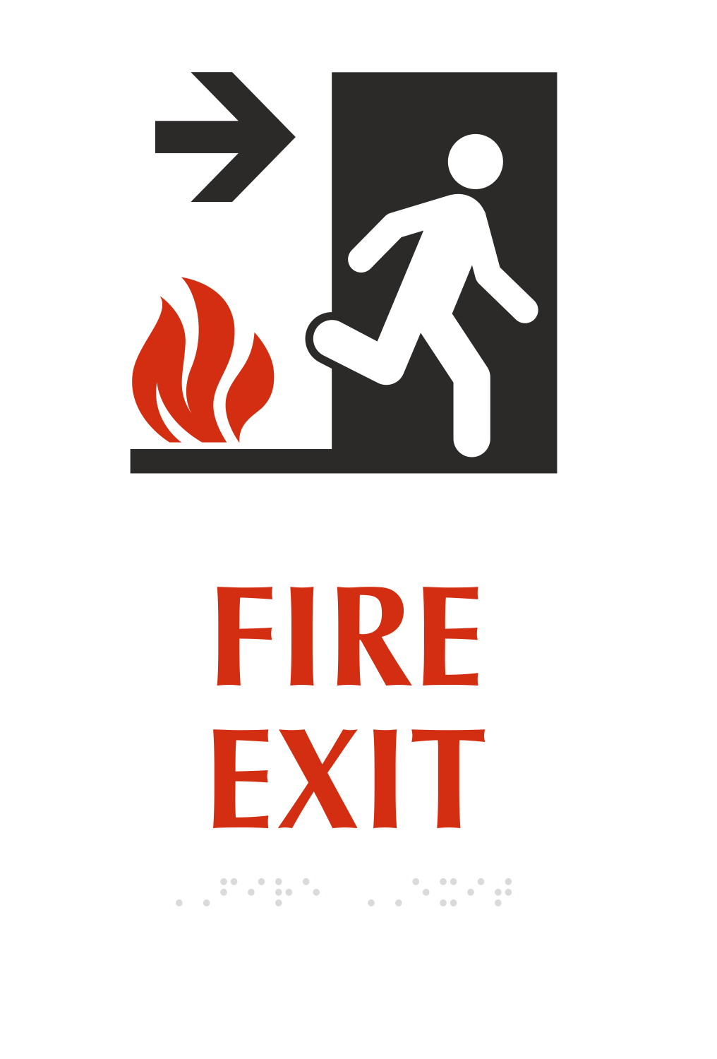 Braille Fire Exit Arrow Sign