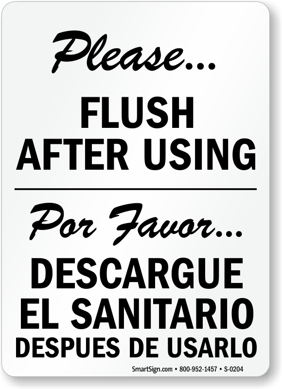 flush after using bathroom sign s 0204