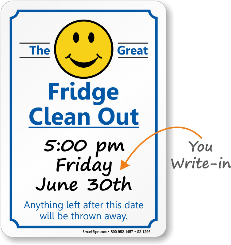 Fridge clean out sign template