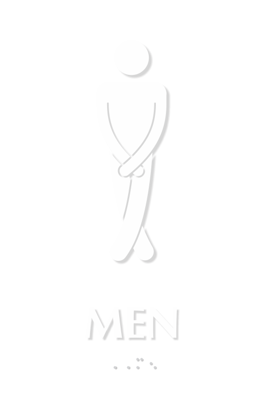 Cross legged Men's Bathroom Humor Sign