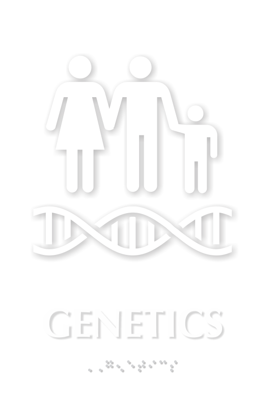 Genetics Braille Hospital Sign with Family Genes Symbol