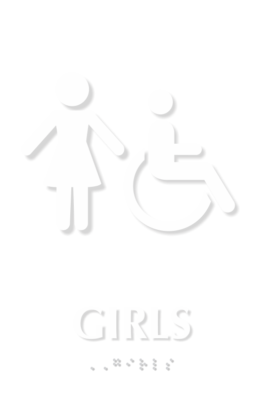 Girls And ISA Symbol Restroom Braille Sign