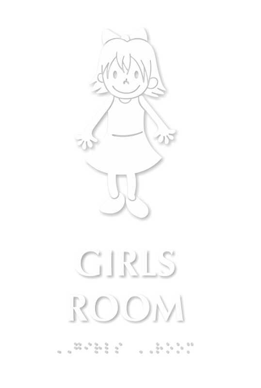 Girls Room Braille Sign With Girl Symbol