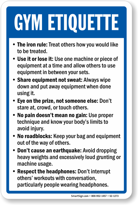 Gym Etiquette Sign Vertical Sku S2 1273