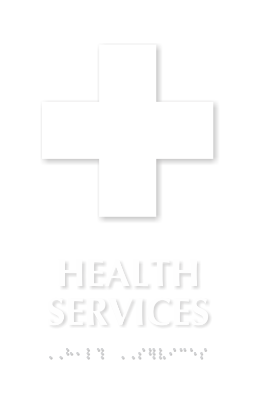 Health Services TactileTouch Braille Sign with First-Aid Symbol