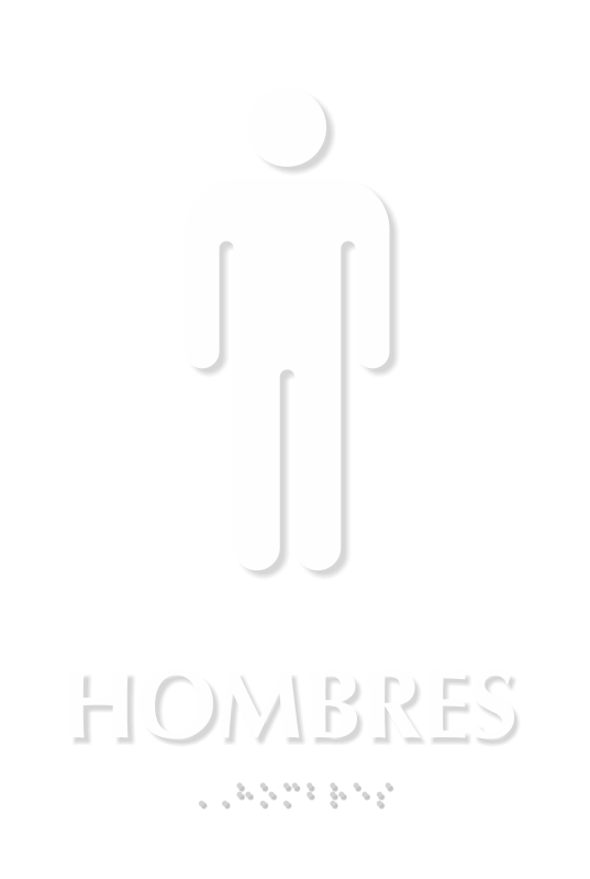 Hombres Spanish Tactile Touch Braille Restroom Sign