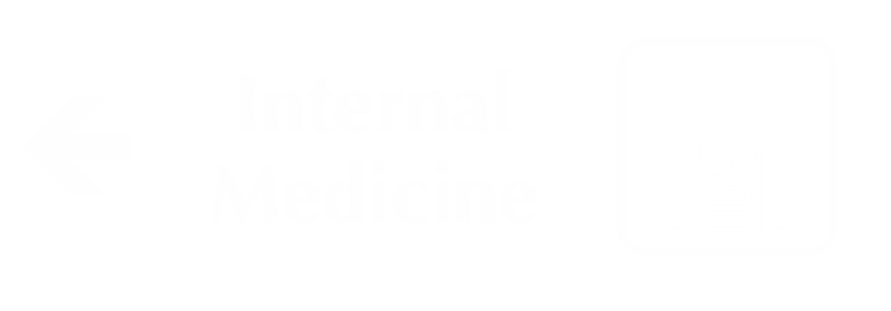 Internal Medicine Engraved Sign with Left Arrow Symbol