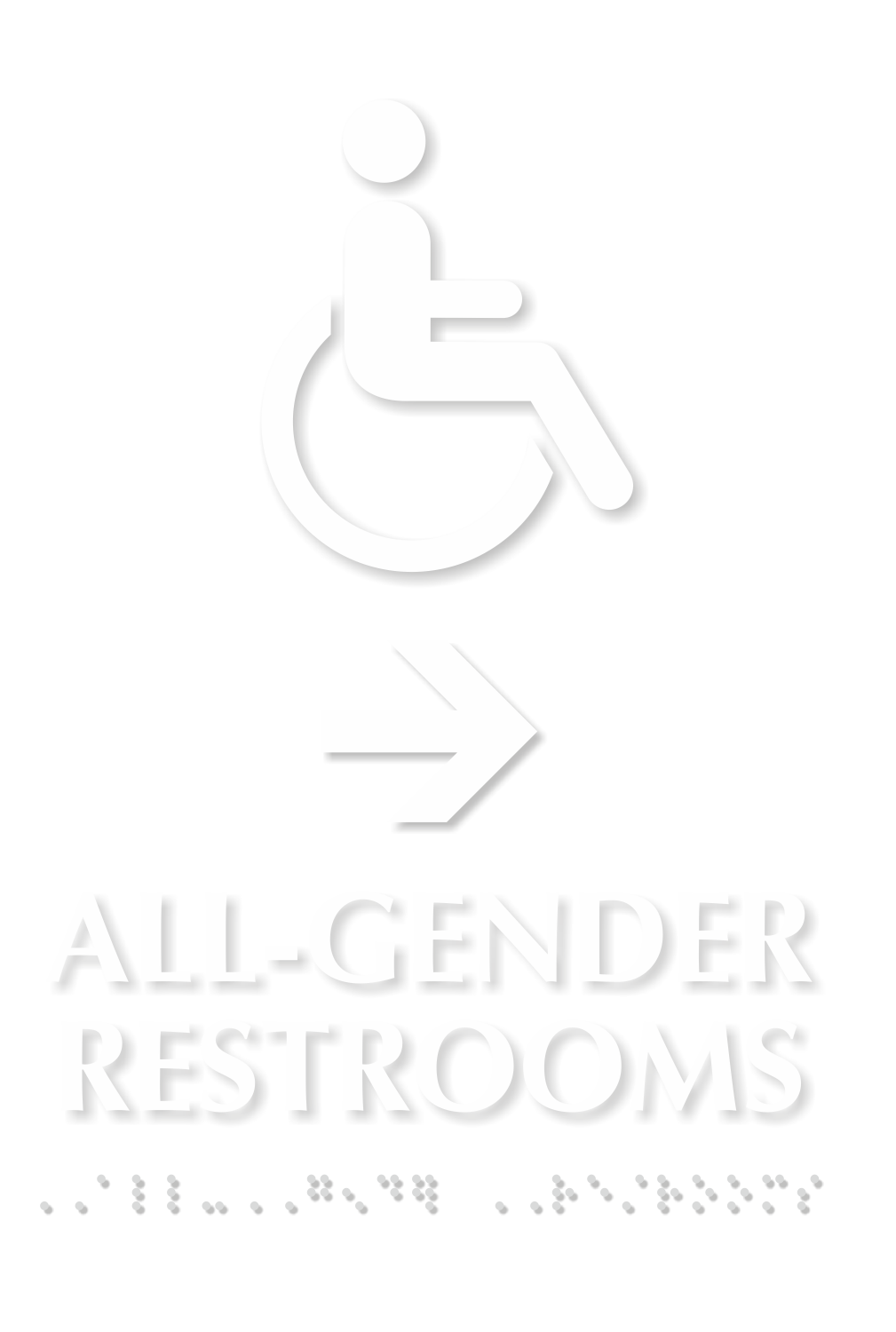 All Gender Restrooms Directional TactileTouch Braille Sign