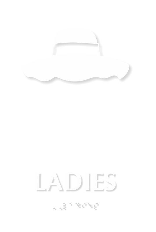 Ladies Floppy Hat Braille Restroom Sign