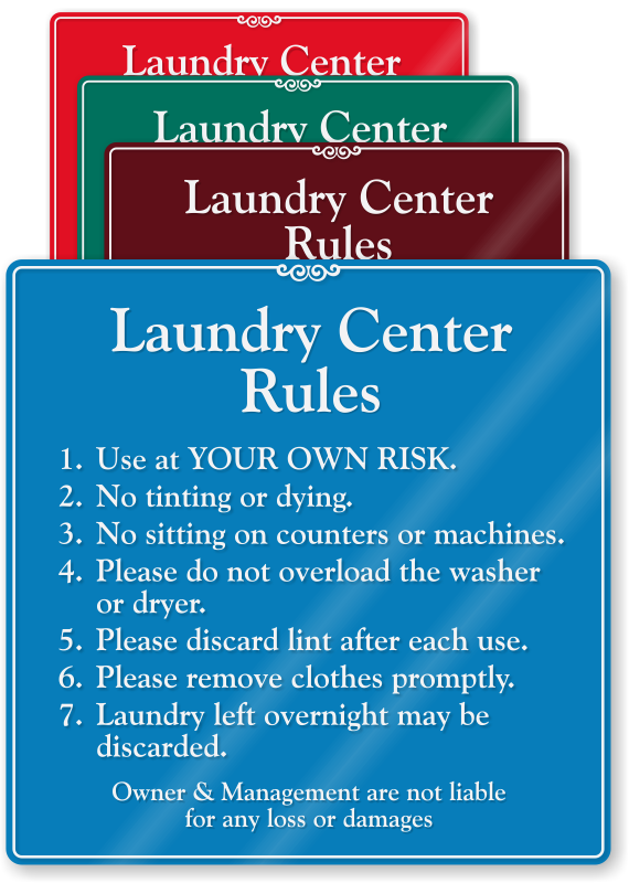 Laundry Center Rules Sign Sku Se 2470