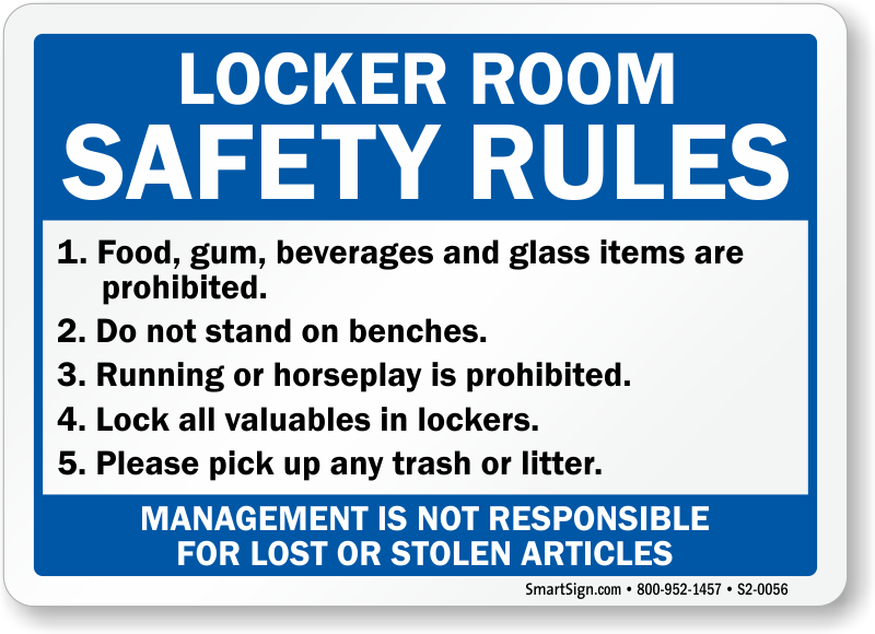 Locker Room Safety Rules Sign SKU S2 0056