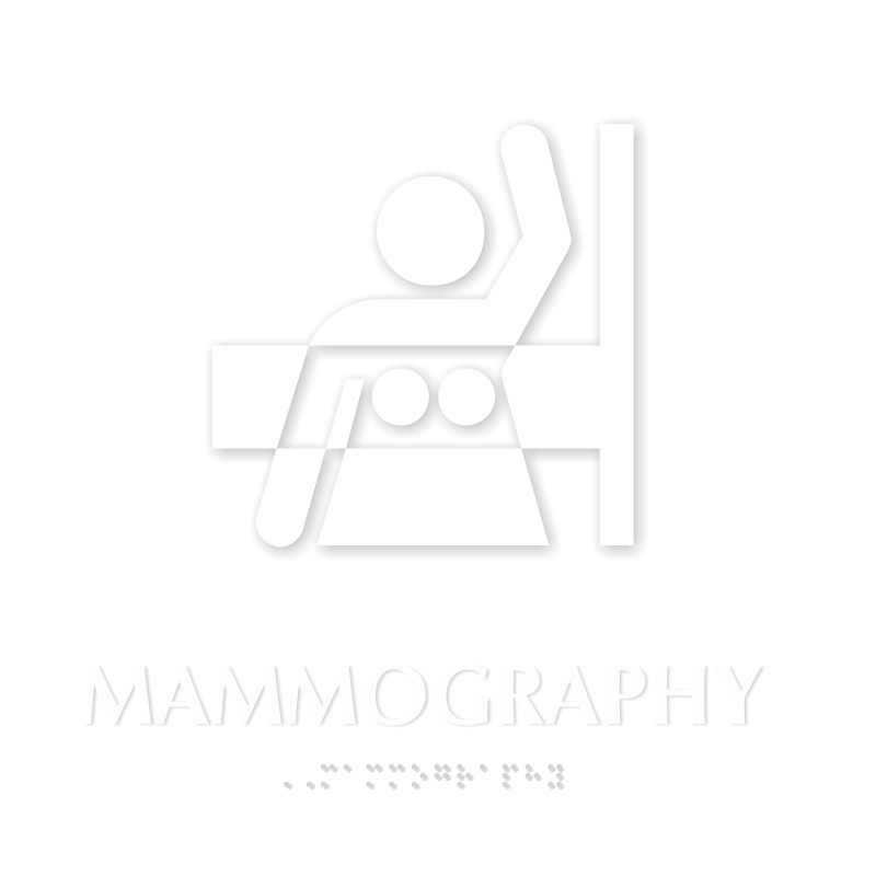 Mammography Braille Hospital Sign with Breast Imaging Symbol