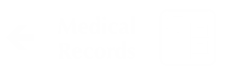 Medical Records Engraved Sign with Left Arrow Symbol